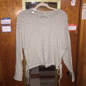 Black and white/cream striped long sleeve top